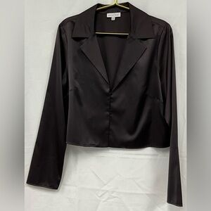 Gianni bini chocolate, brown, long sleeve crop jacket.